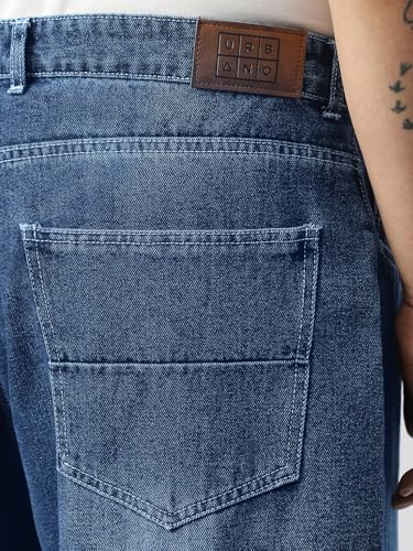 Image of Urbano Plus Men's Loose Baggy Fit Washed Jeans Non-Stretchable