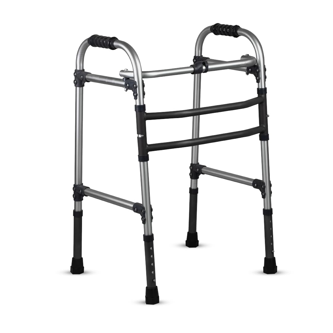 Vissco Dura Max Walker for Elderly and those Physically Challenged, Foldable, Light Weight & Height Adjustable Walking Aid - Made with Premium Grade Rubber Shoes and PVC Grip - Universal (Grey) (B077KX1D5S) Amazon Price History, Amazon Price Tracker