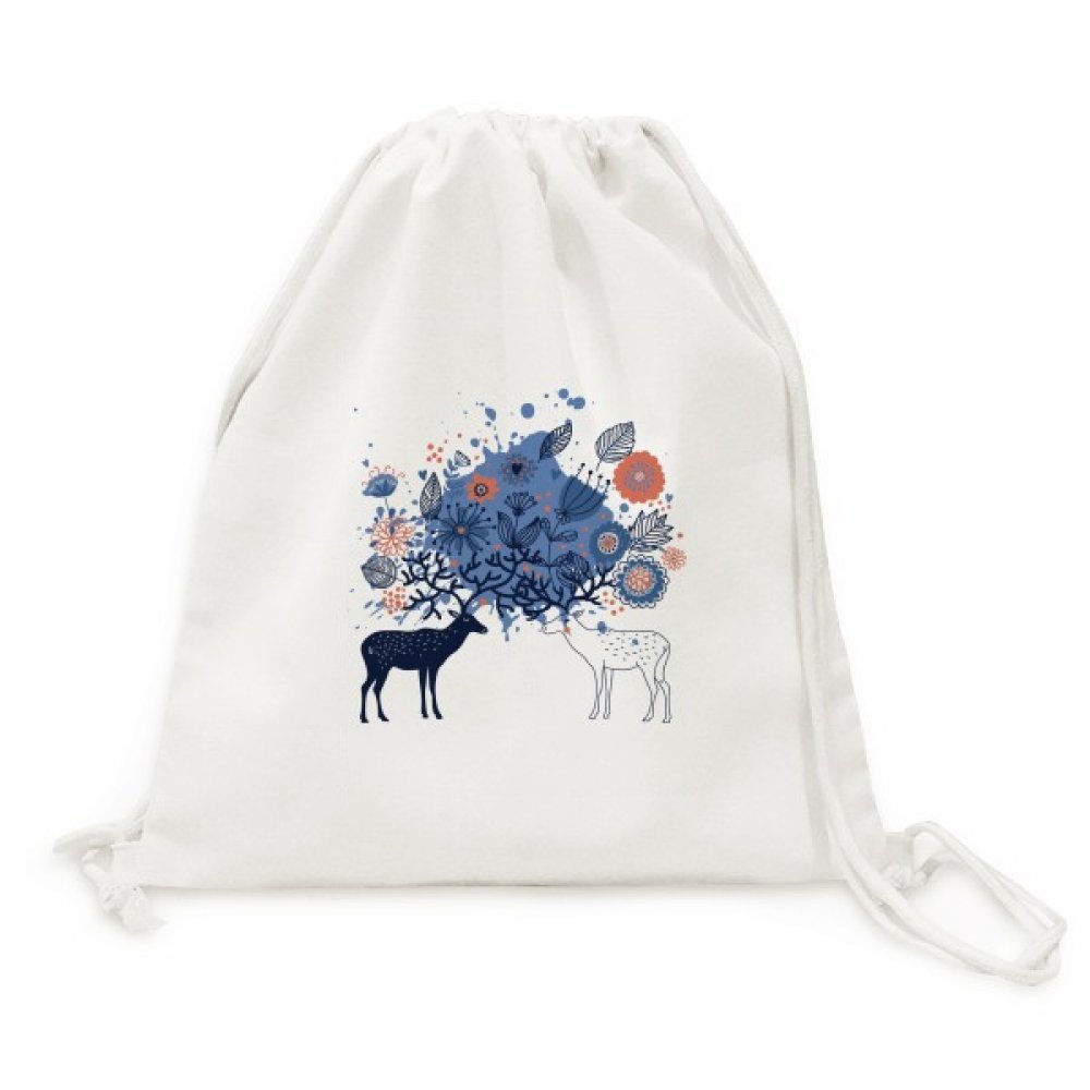Toile drawstring backpack moose et feuilles sac léger - 5