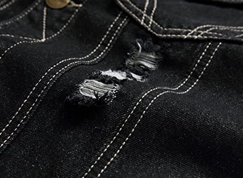 Image of Denim Vest Men Lapel Sleeveless Slim Fit Retro Ripped Casual Jean Vest for Men's