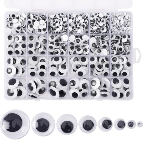 UPINS 1000 Pcs Wiggle Eyes, Self Adhesive Googly Eyes for DIY Craft