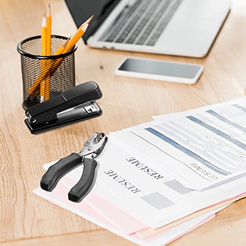 Tenare 7 Pcs Black Office Supplies Desk Accessory Kit, Stapler and Tape Dispenser Set with Stapler Remover, Single Hole Punch, Scissors, Telescopic Knife Keychain, Envelope Slitter Mail Opener - Thumbnail 7