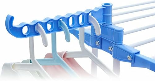 Miniatura 6 de Tendedero plegable de 3 niveles para secadora de ropa, soporte ajustable con 6 bandejas plegables, 2 alas laterales adicionales, fácil almacenamiento