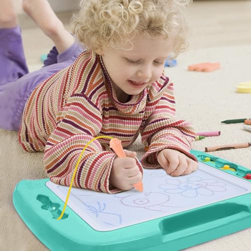 SGILE Große Magnetische Maltafel Zaubertafel Kinder, Magnet Magnettafel mit 4 Stempeln, Kreatives Spielzeug ab 2 Jahren, Geschenk für Jungen & Mädchen 1 2 3 4 Jahre, 42 x 32 CM, Grün