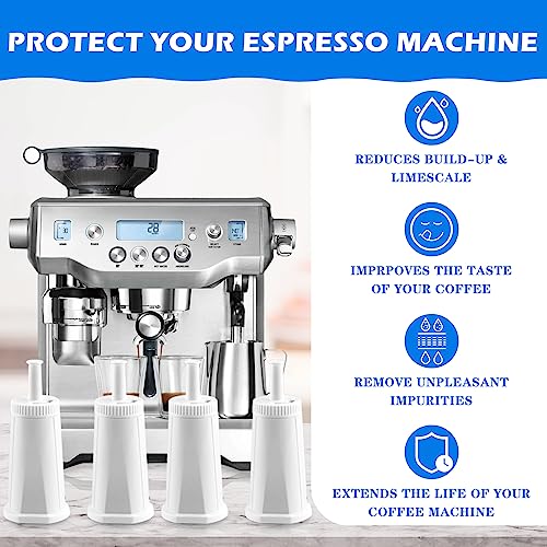 Replacement Water Filter for Breville Barista Espresso Machine, for Barista Touch Bes880 Barista Pro BES878 Oracle Touch BES990 Dual Boiler BES920 Claro-Swiss Sage, 4 Pack, BES008WHT0NUC1 LUXRILIX