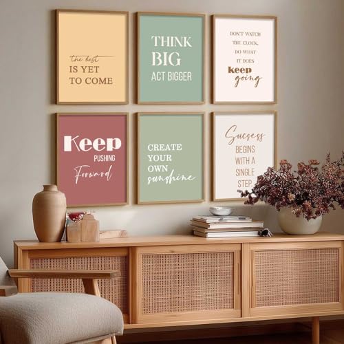 Image of kotart Motivational Quote wall Paintings with Frame for Home Decoration - Painting for Living Room Bedroom Office Wall hanging frames - Pack of 6 (C)