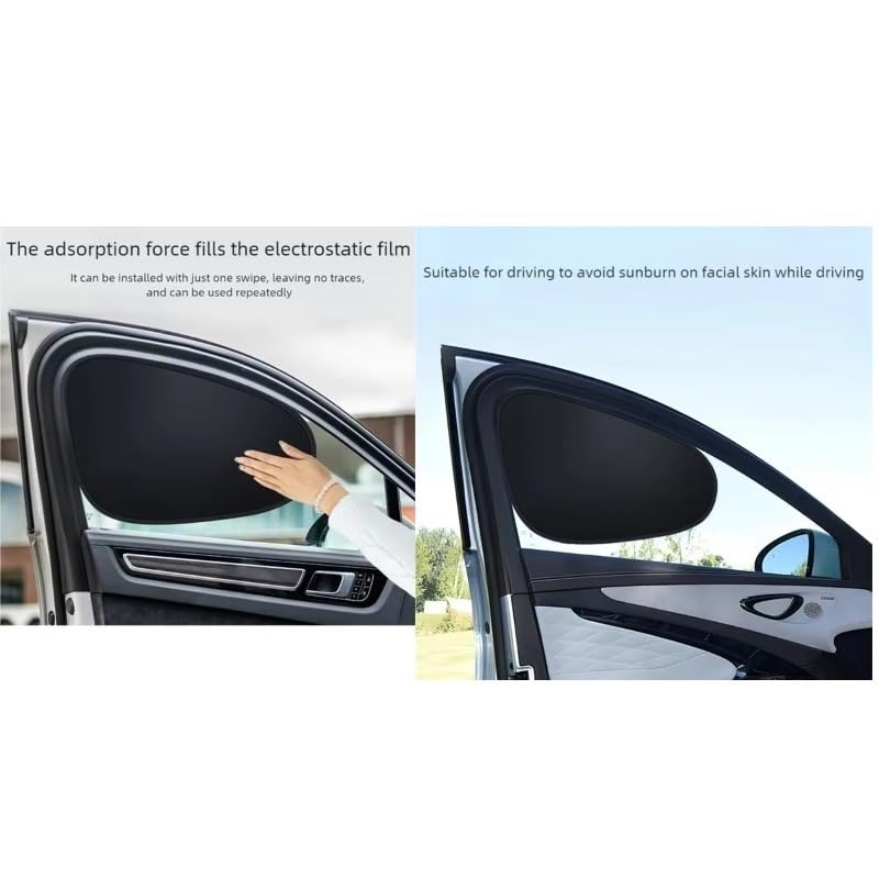 Parasol Luna Coche Visera Electrostática De Verano para Ventana Lateral Coche, Cortinas Sombra 4 Capas, Bloqueador UV Antideslumbrante, Piezas Internas(Rear 2pc)