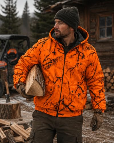Image of TrailCrest Men's Blaze Orange Camo Insulated Waterproof Tanker Jacket