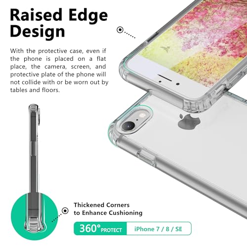 Image of ONES for iPhone SE3 SE2 SE 8 7 Case Clear, [PC + TPU Hybrid][Military-Grade Drop Protection][Anti-Yellowing], Shockproof Silicone Hard Cover, Transparent Slim Case
