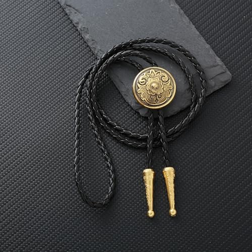Image of GelConnie Floral Bolo Tie for Men Womens Bolo Tie Necklace Native American Black Men's Bolo Ties Western Cowboy Bolero Ties