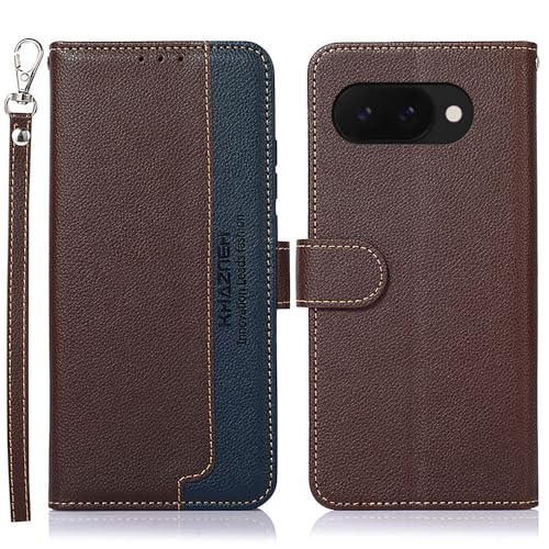 Google Pixel 9a coque étui folio marron fente carte RFID - 3