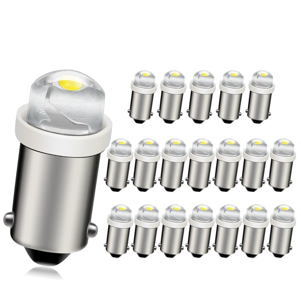 Ruiandsion BA9S LED Bulb 120V 1W 100LM White, 20-Pack, COB Chip for Industrial Control & Power Systems, Distribution Cabinet Status Indicator Light
