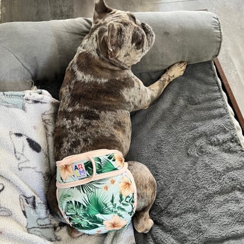 Image of ARCM Pets Dog Diapers No Tail Hole| Washable Dog Period Panties & Baby Goat Diapers - Ultra Absorbent Incontinence Protection Doggie Diapers for Small Dogs (Botanical)