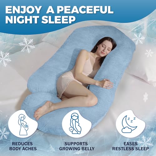 Image of Pregnancy Pillows for Sleeping - 57-Inch Maternity Pillow for Pregnant Women with Removable Washable Cover - Support for Back, Belly, Neck, Legs, & Hips - V C U Shaped Full Body Pillow