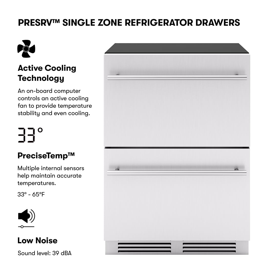 Zephyr Presrv 24 Inch Single Zone Refrigerator Drawers Wine & Beverage Fridge, Stainless Steel Wine Cooler Home Bar Under Counter Freestanding Built In, Energy Star Certified, 5.4 Cu. Ft on Fridge.com
