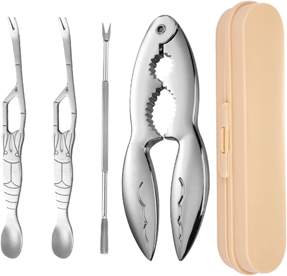 Seafood Tools Set Household Seafood Crackers and Seafood Fork and Pick Set with Storage Box Seafood Tools are for Seafood Lovers Lobster Tools for Eating