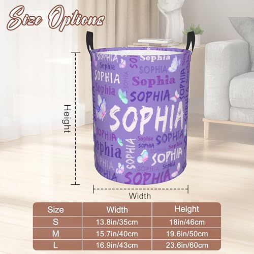Image of Custom Name Laundry Hamper, Personalized Laundry Basket with Name for Boys Girls Kids Men Women, Customized Name Dirty Clothes Basket Gifts for Clothes Toy Bathroom Bedroom Laundry Room Dorm