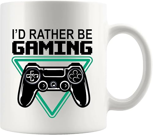 Taza de cerámica de 11 oz con texto en inglés "I'd Rather Be Gaming Gamer Gifts for Men Boyfriend Women Cool Gamers Gifts from Girlfriend Sister