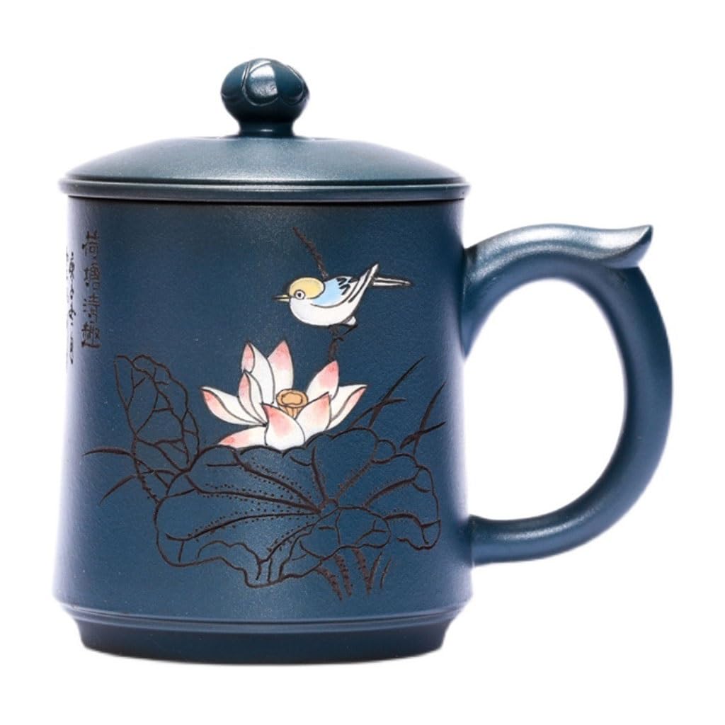 Matcha kubki ręcznie rzeźbione gliniane filiżanka do herbaty fioletowy kubek z piaskiem biuro męska wkładka filtr kubek do parzenia herbaty 460 ml zestaw do herbaty zaparzacz kubek