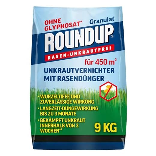 Roundup Rasen-Unkrautfrei Rasendünger, 2in1, Unkrautvernichter plus Dünger mit 100 Tage Langzeitwirkung, 9 kg für 450 m²