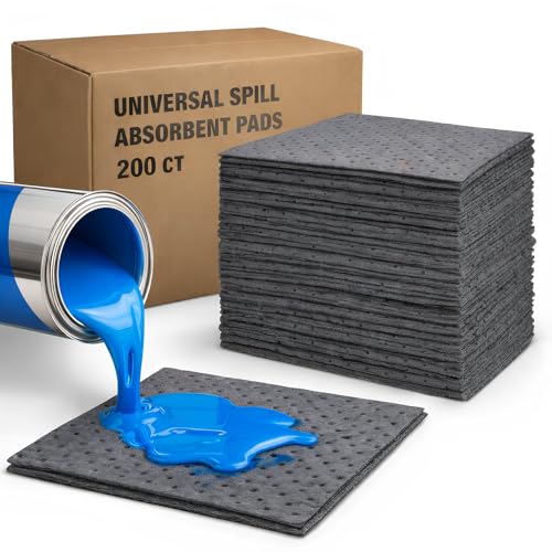 Image of FLASHDRY Universal Spill Absorbent Pads, 200-Count, 17.5 inch x 13.5 inch, Absorbs Oil, Grease, Coolant & Solvents, for Garages, Warehouses, Factories & Industrial Facilities