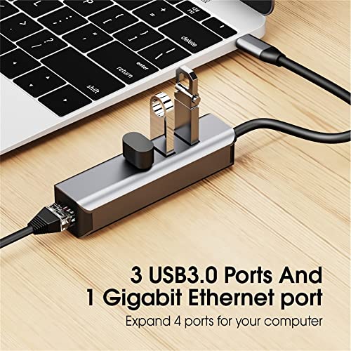 SZAMBIT 4 em 1 USB C para RJ45 Ethernet com USB 3.0 Hub Adaptador Placa de Rede USB Lan Para MacBook