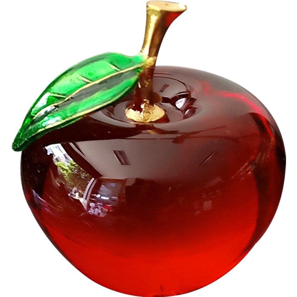 Ericetion Red Glass Apple Ornament Transparent Decoration Collectible Colourful Crystal Sculpture For Home Table Decoration Ornament