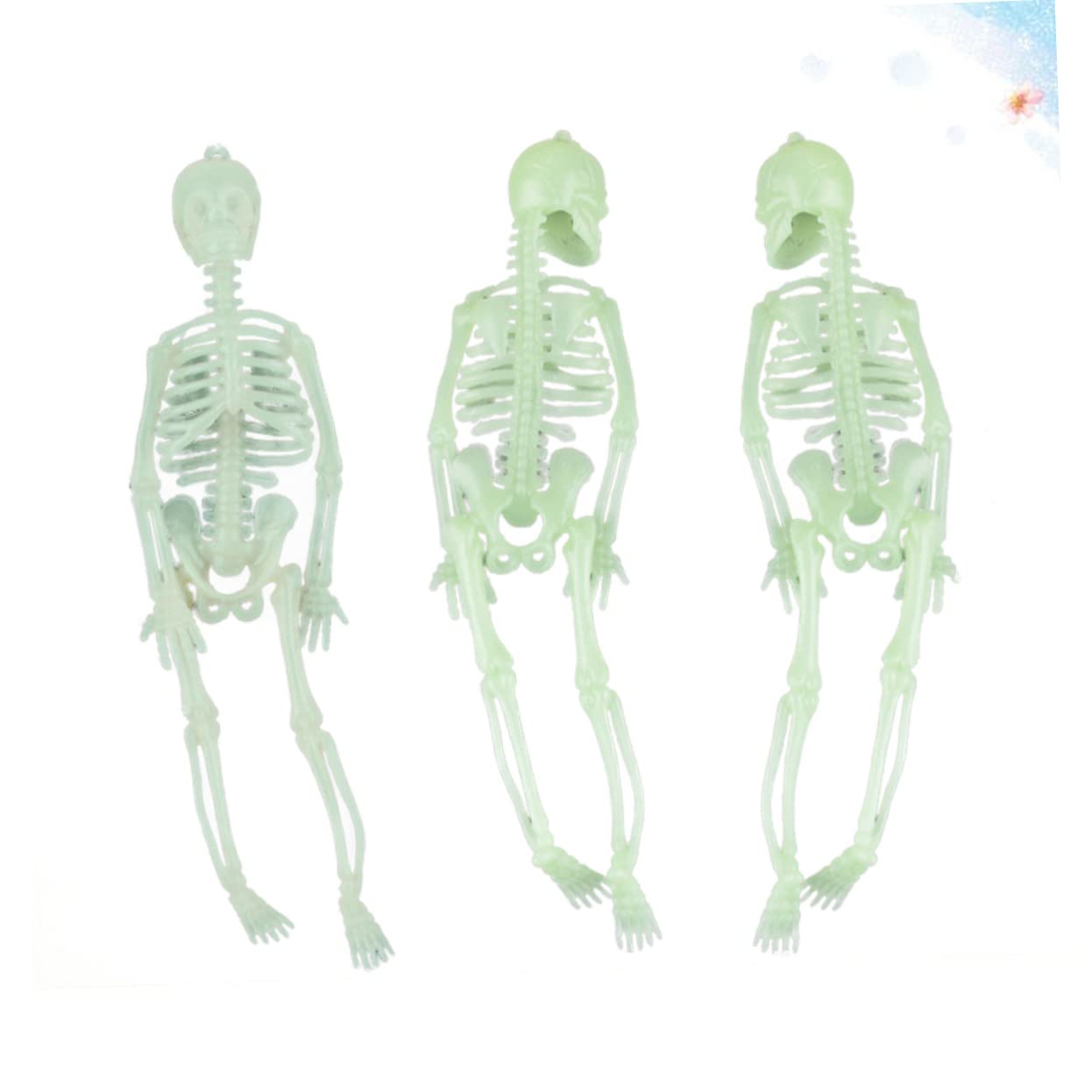 Happyyami Halloween Luminous Skull Skeleton Props 3pcs 20cm Plastic Skeleton Decorations Night-Glow for Party Decoration