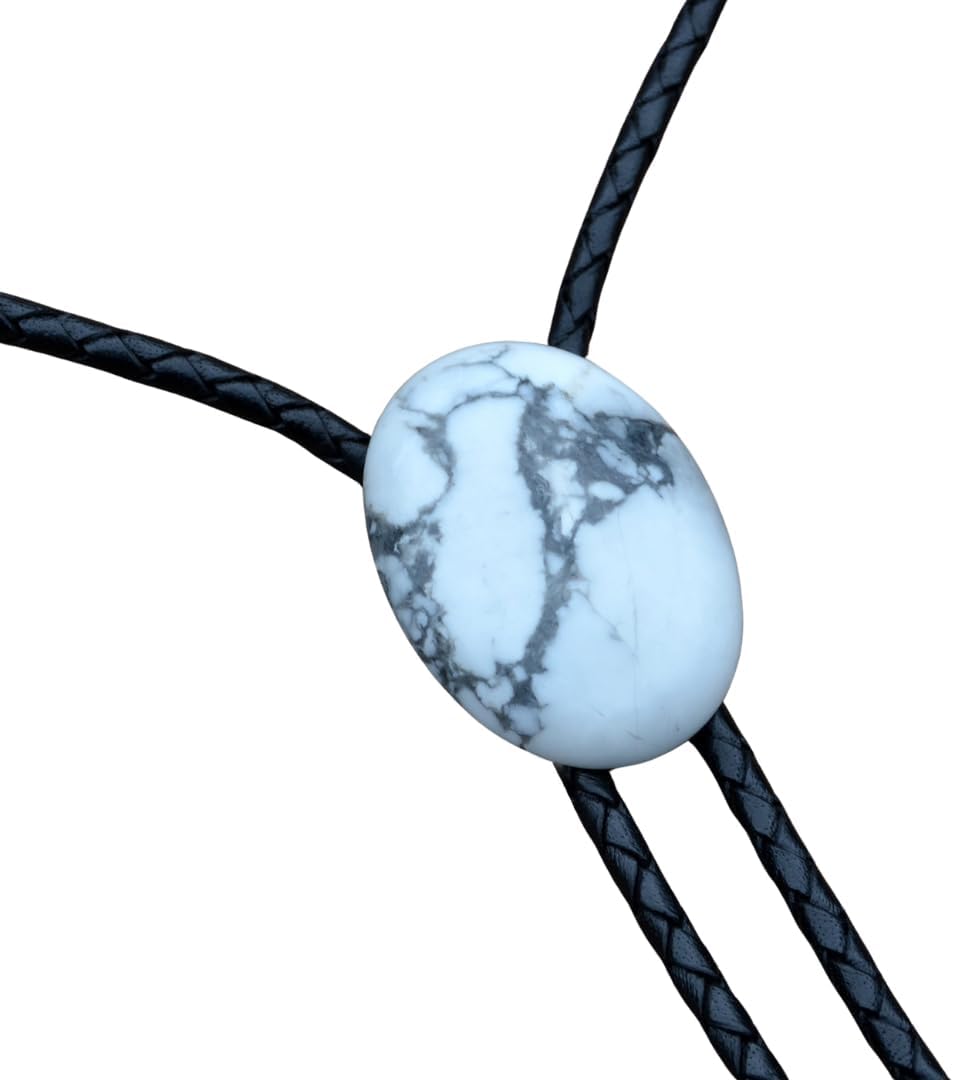 White Howlite Stone Bolo Tie