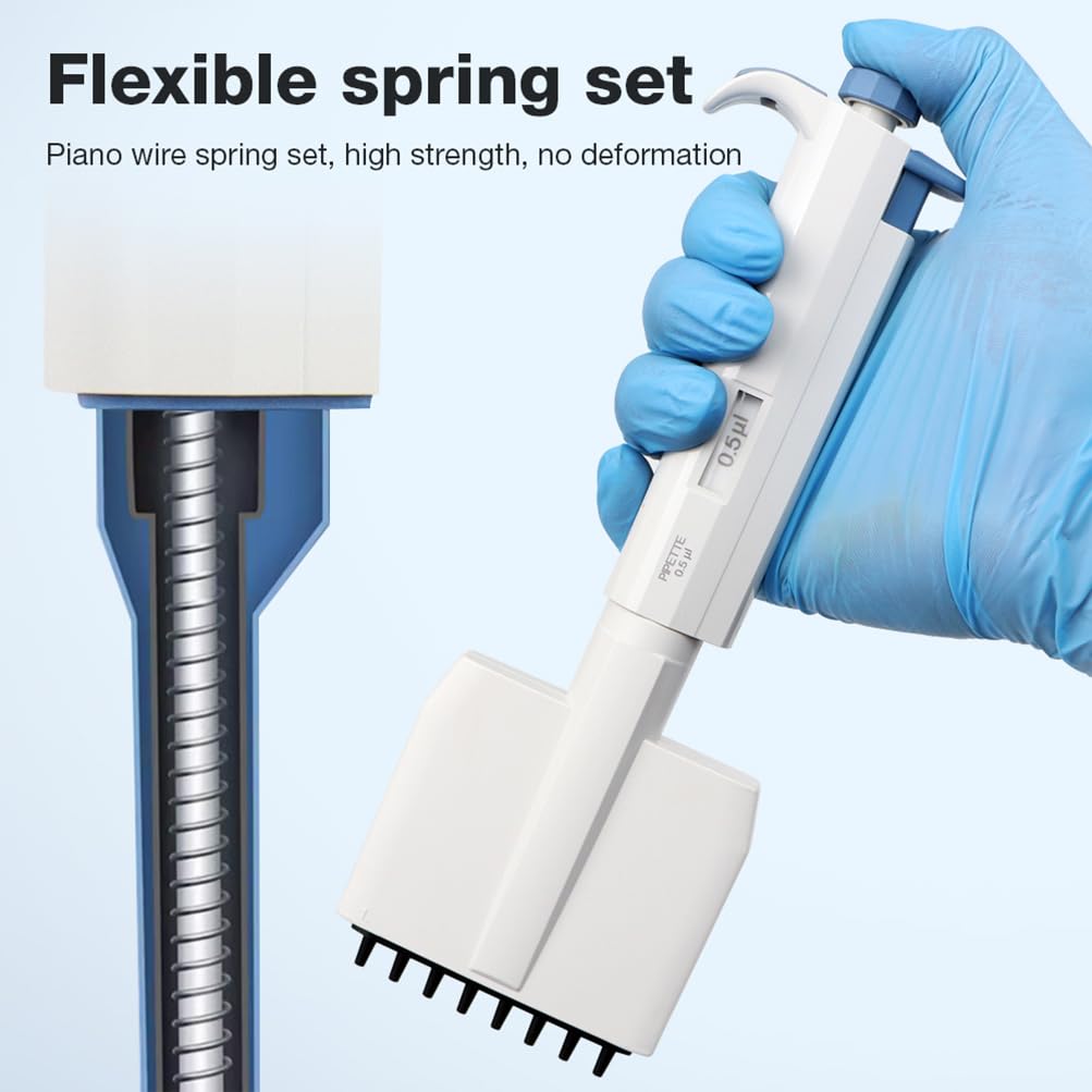 Micropipetta da Laboratorio, pipettatori multicanale a 8 canali con Volume Regolabile Automatico, Volume Regolabile da 0,5-10 µL, Finestra Digitale/intervallo Regolabile, per campionamento preciso