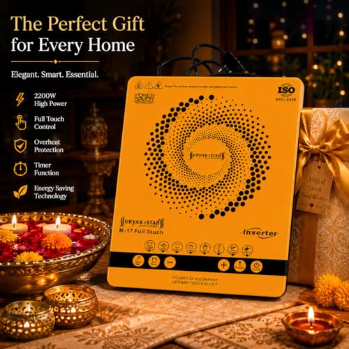 Image of Surya K Star 2200 W, M-17 Full Touch Induction Cooktop, Corded Electric, Alloy Steel, 30x30x10 cm, 1.60