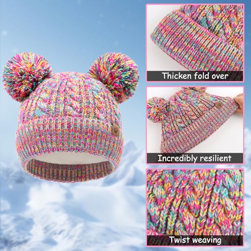 Girl Beanies Pompom Winter Knitted Hat Toddler Beanies Infant Winter Hat Cap for Boys Girls(3M-12T)3