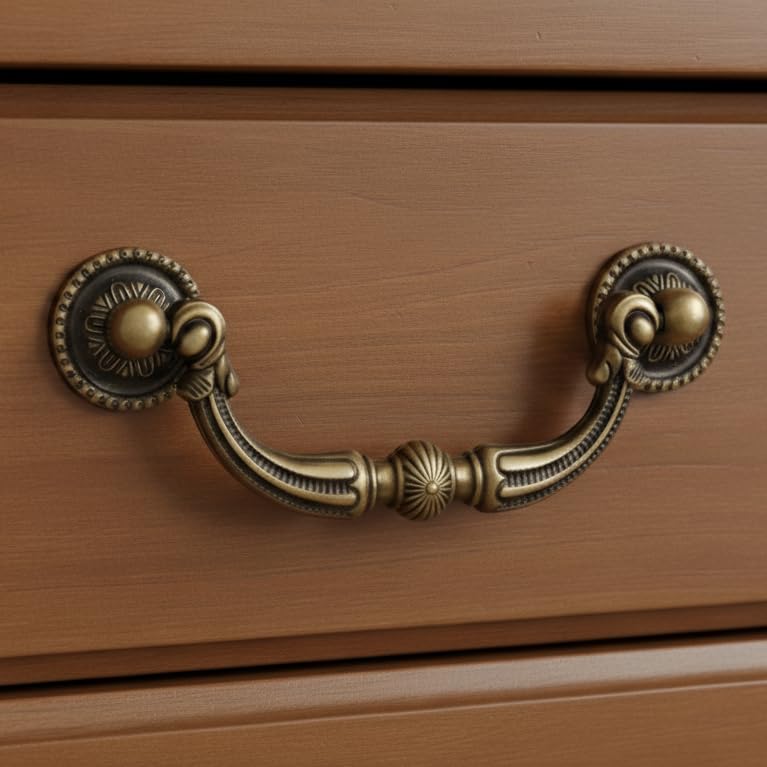 ABVIN Antique Brass Drop Handle Unique Cabinet Pulls Beautiful Drawer Decorative Dresser Drawer Pulls Knobs and Pulls - Antique Finish - 1 Pcs (Zinc, Large)