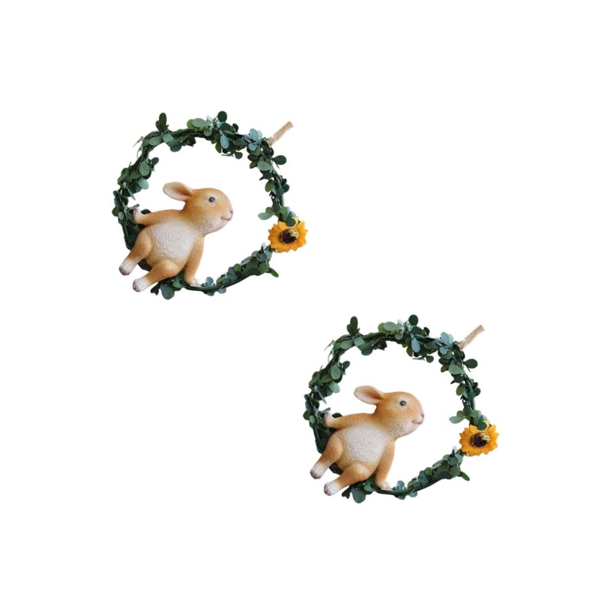 Toyvian 2 Pièces Ornement Lapin décor de Chambre de Lapin décor extérieur décorations d'arbres en Plein air de Plein air Peluche Figurines de Lapin de pâques Statue de Lapin Suspendu Métal