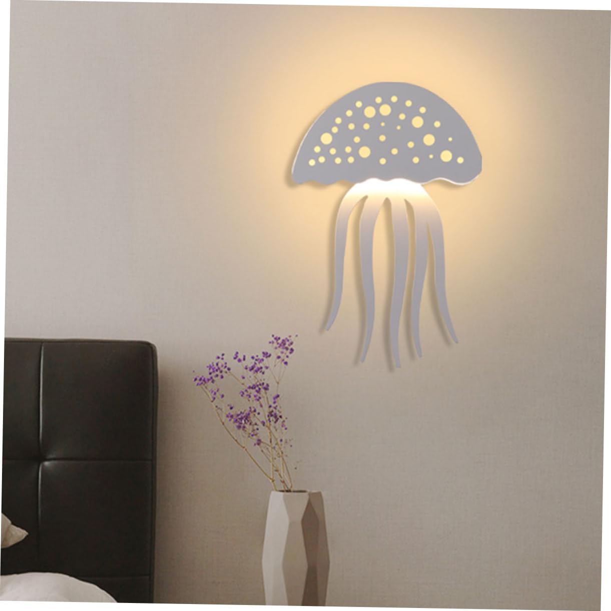 Hemobllo Lámpara de Pared LED Medusa, Compacta de Hierro y Acrílico, Luz Cálida para Dormitorio y Salón, Decoración Moderna para Hogar, Instalación Fácil y Segura