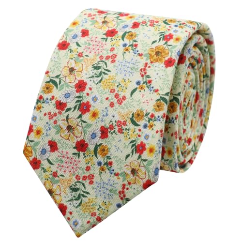 Image of Floral Ties Skinny Tie for Men, Cotton Mens Neckties for Weddings | 2.56'', floral, slim, soft and comfortable, men's neckties for casual, business, party, daily, dating