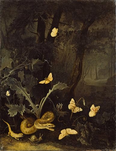 Sol forestier avec chardon et serpent : une toile d'art picturale d'exception