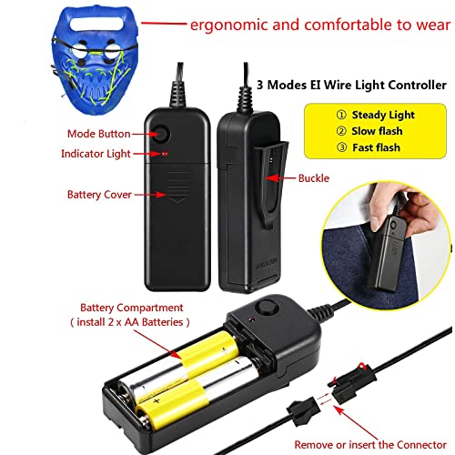 Huggy Wuggy palytime Halloween masker,LED horrormasker,3 lichteffecten, regelbaar, algemeen Halloween-masker,voor Halloween,Mardi Gras en carnaval als kostuum voor mannen en vrouwen - Image 4