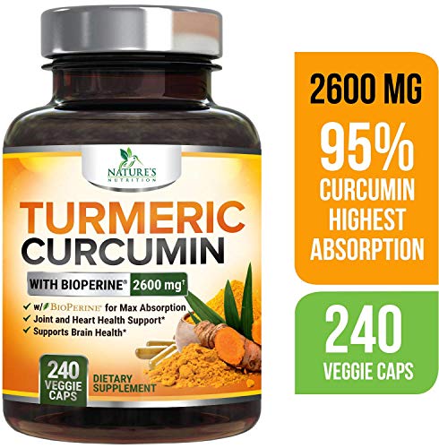 Turmeric Curcumin with Bioperine 95% Curcuminoids 2600mg with Black Pepper for Best Absorption