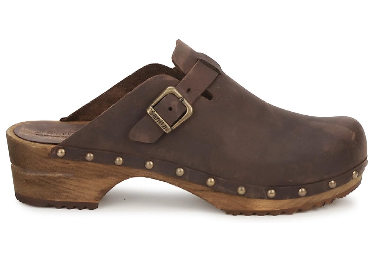 Sanita, Wood-Kristel Open Oil Leather, Scarpe Sandali Zoccoli Medici Moda Casual Fashion Medical Clogs