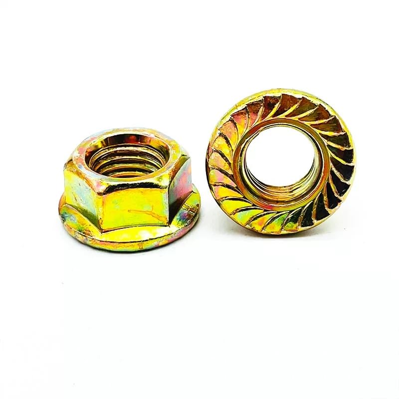 Color Zinc Steel Hex Flange Nuts Serrated Lock Nut M6 M8 M10 M12 M14 M16 M18 M20 (100,M8)