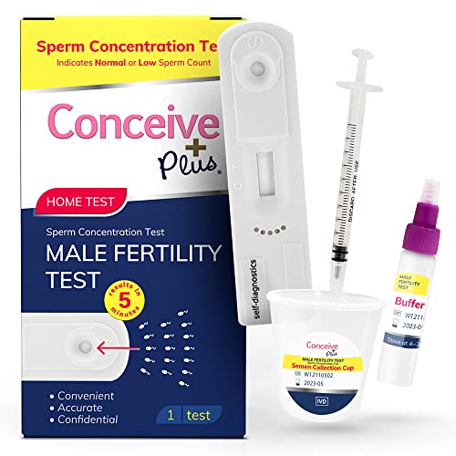 Conceive Plus Male Fertility Test - Sperm Concentration Rapid Test Results in 5 Minutes | Easy to Use at Home & Discreet | Indicates Normal or Low Sperm Count | 1 Test Kit