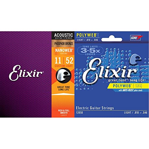 Cordes Elixir® en Phosphore Bronze pour guitare acoustique avec revêtement NANOWEB®, Custom Light (.011-.052) & Cordes… - Les Beatles, Paul McCartney, John Lennon, RIngo Starr, George Harrison Cordes Elixir® en Phosphore Bronze pour guitare acoustique avec revêtement NANOWEB®, Custom Light (.011-.052) & Cordes…