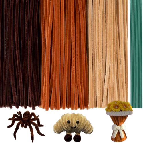 320 Piece Rustic Craft Kit - Earth Tone Brown Pipe Cleaners with Flower Making Supplies | Complete DIY Arts & Crafts Set | Natural Decorations & Creative Projects