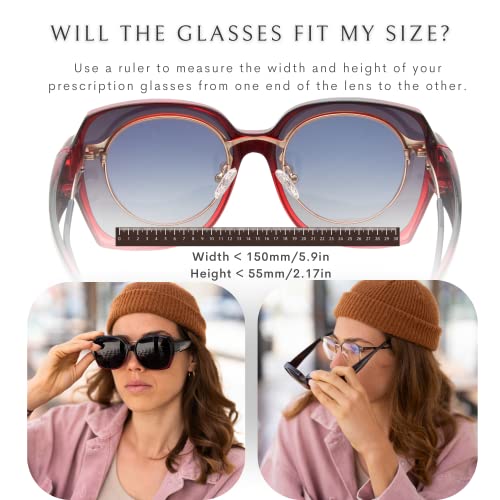 BLUE CUT Fit Over Polarized Sunglasses For Women Stylish Solar Shield Clip-On Over Prescription Glasses4