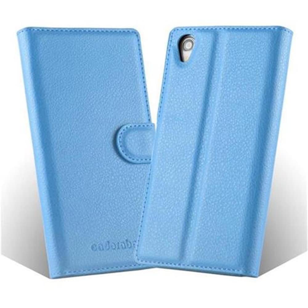 cadorabo Book Case works with Sony Xperia Z1 in SKY BLUE - with Magnetic Closure, Stand Function and Card Slot - Wallet Etui Cover Pouch PU Leather