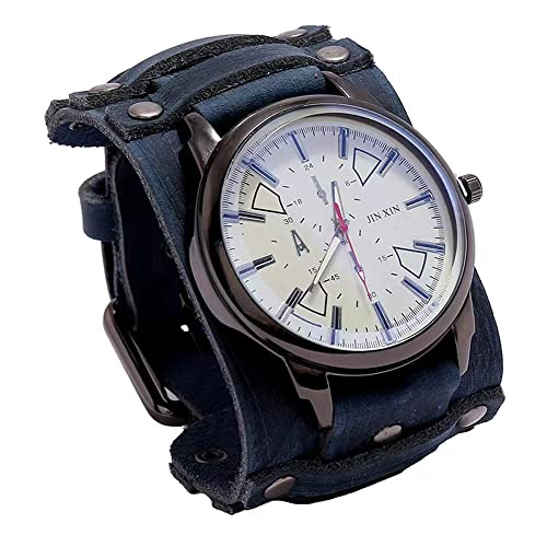 Montre bracelet de force homme pour poignets larges punk marron