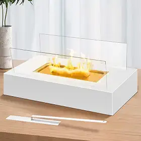 Lareira Portátil Decorativa de Mesa Branco Design Moderno 35cm
