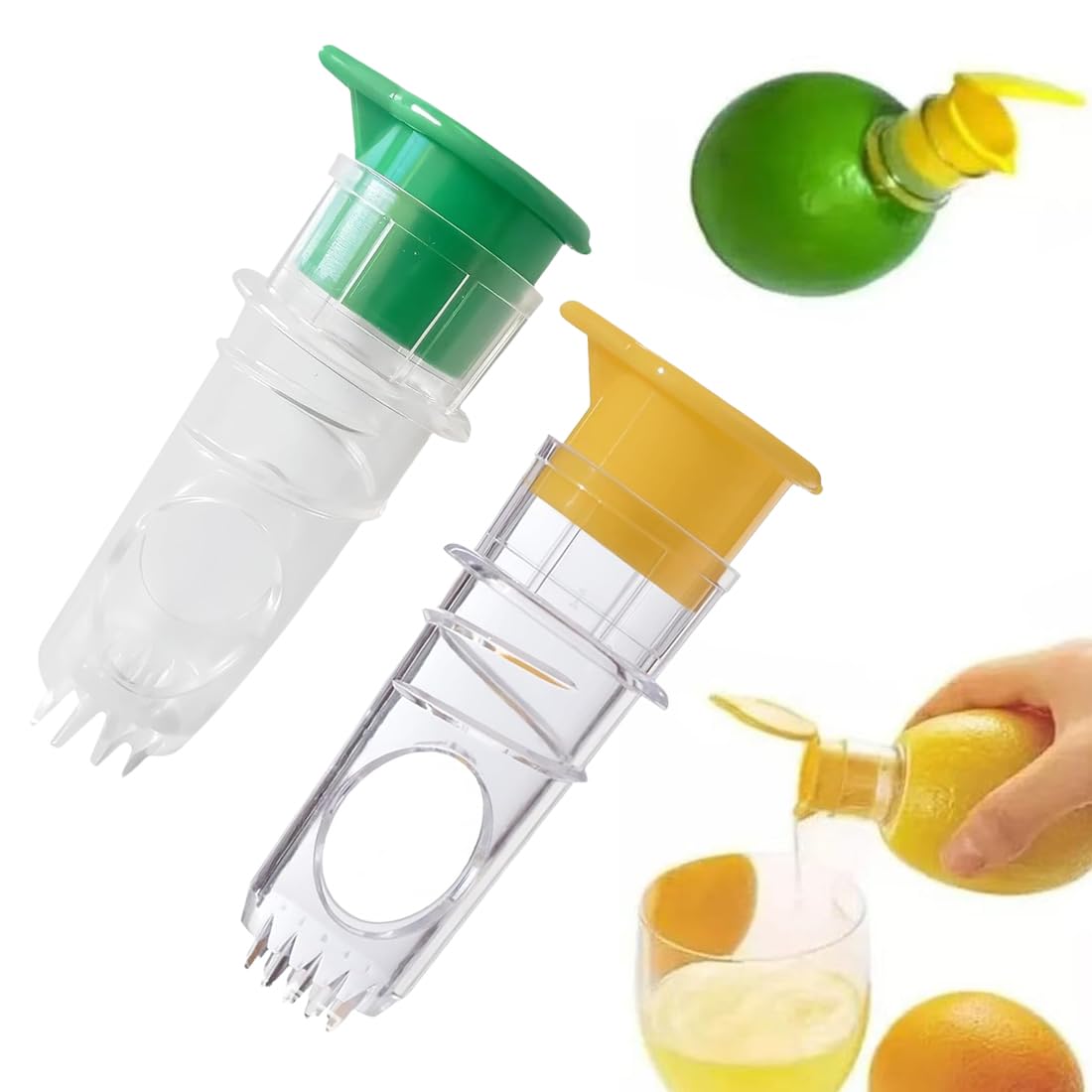 Exprimidores Manuales de Limón, Prensas para Cítricos con Tapa, Set de 2, Sin BPA, Lavables en Lavavajillas