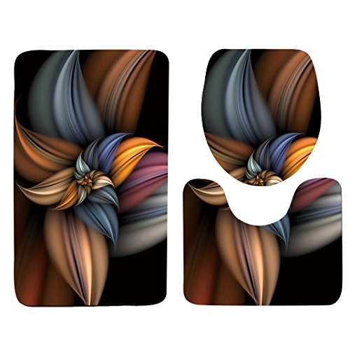 Asnlove Set 3tlg Badematten, Rechteck Badvorleger 75 x 45 cm Badteppich Badgarnitur Matte Badvorleger WC-Deckelbezug…